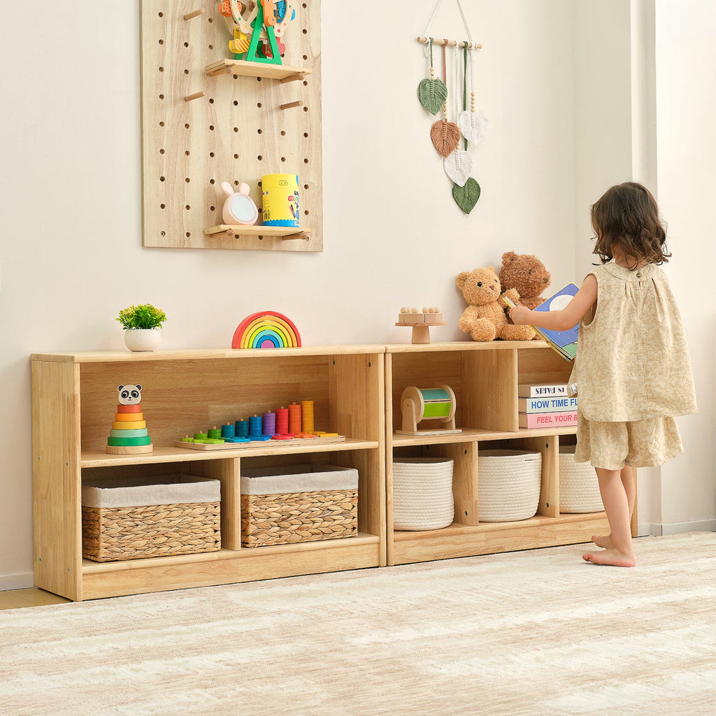 MEEYOO Rubber Wood 5-Compartment Montessori Shelf (MEDIUM SIZE)
