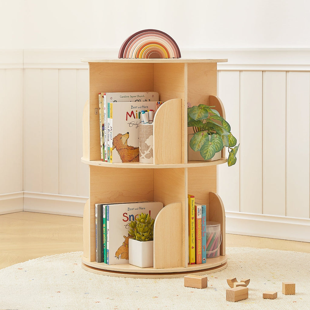 MEEYOO 2 Tier Plywood Rotating Bookshelf