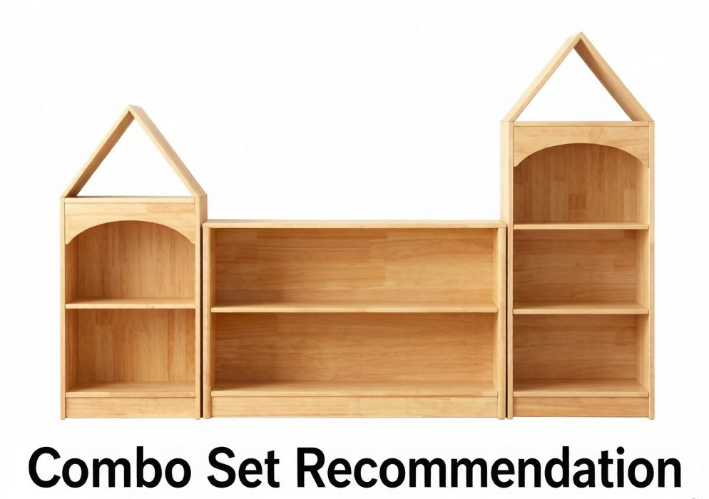 MEEYOO Rubber Wood 2-Compartment Montessori Shelf