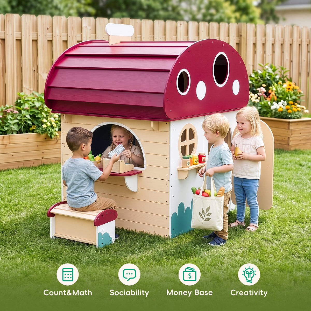 MEEYOO Outdoor Solid Wooden Playhouse