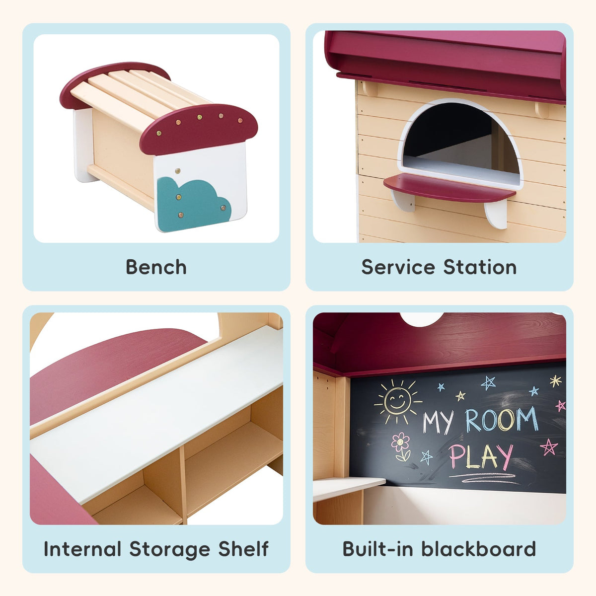MEEYOO Outdoor Solid Wooden Playhouse
