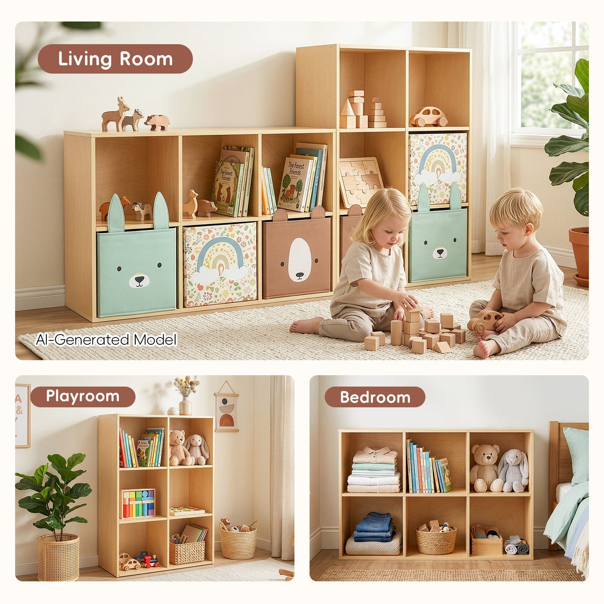 MEEYOO 6 Cube Plywood Storage Organizer