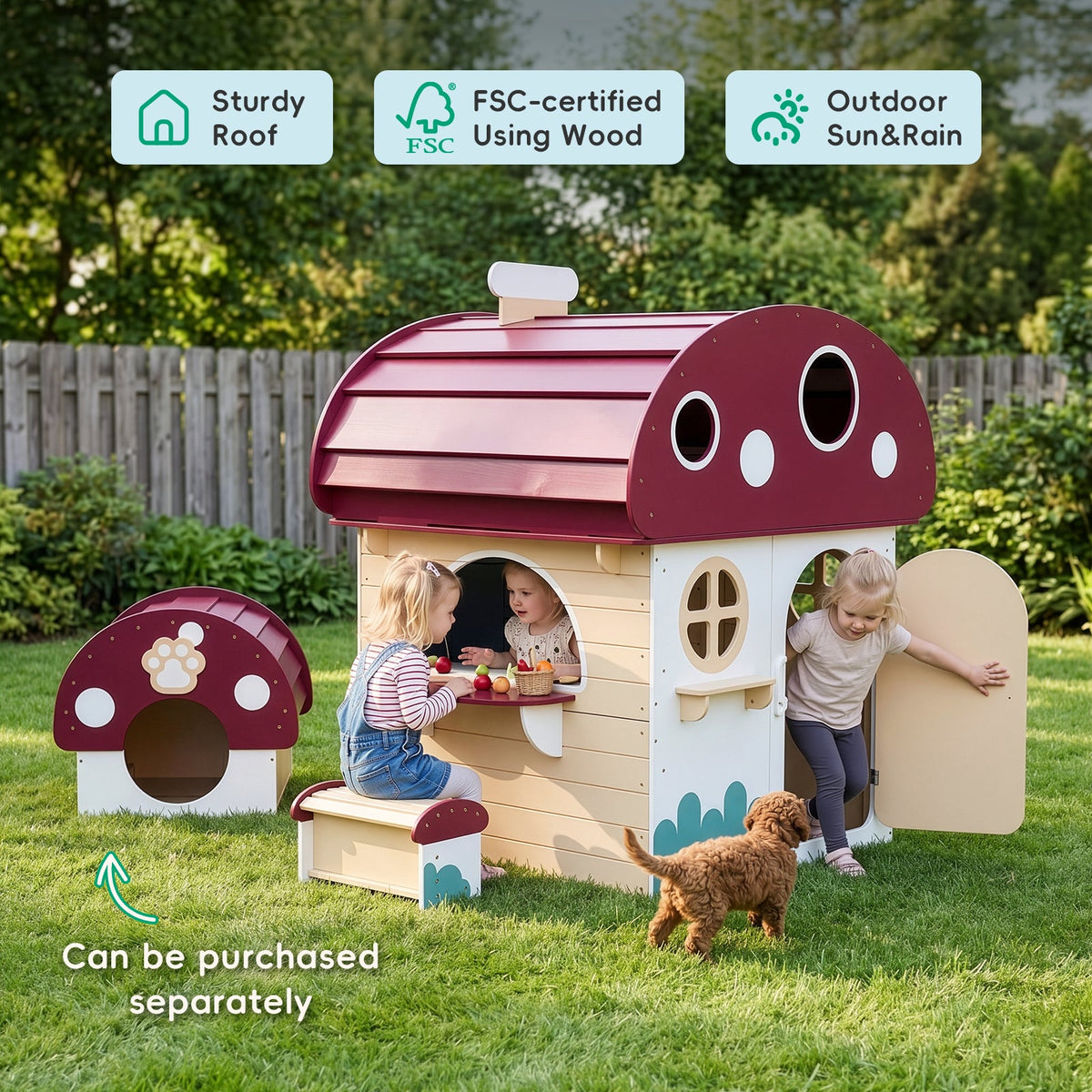 MEEYOO Outdoor Solid Wooden Playhouse