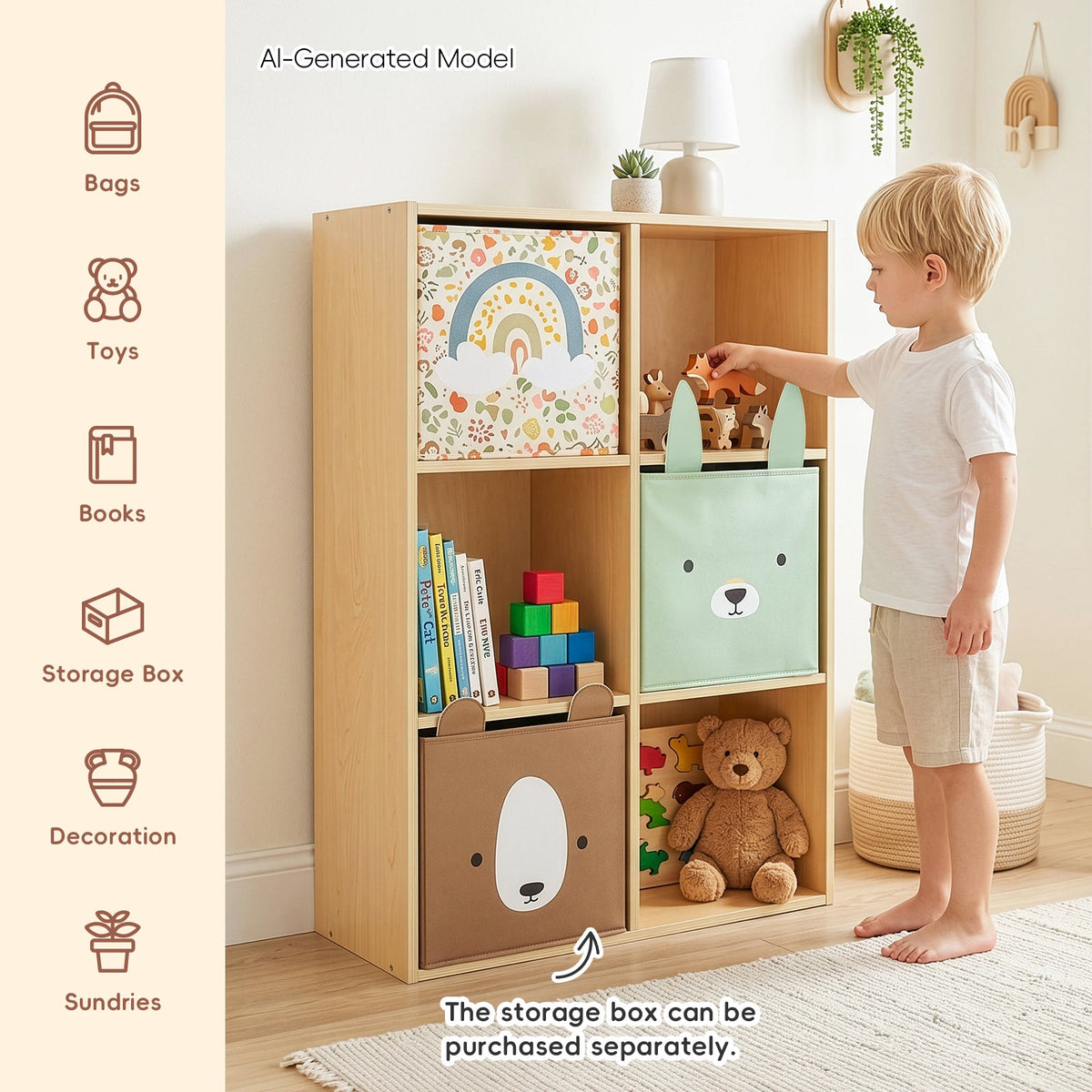 MEEYOO 6 Cube Plywood Storage Organizer