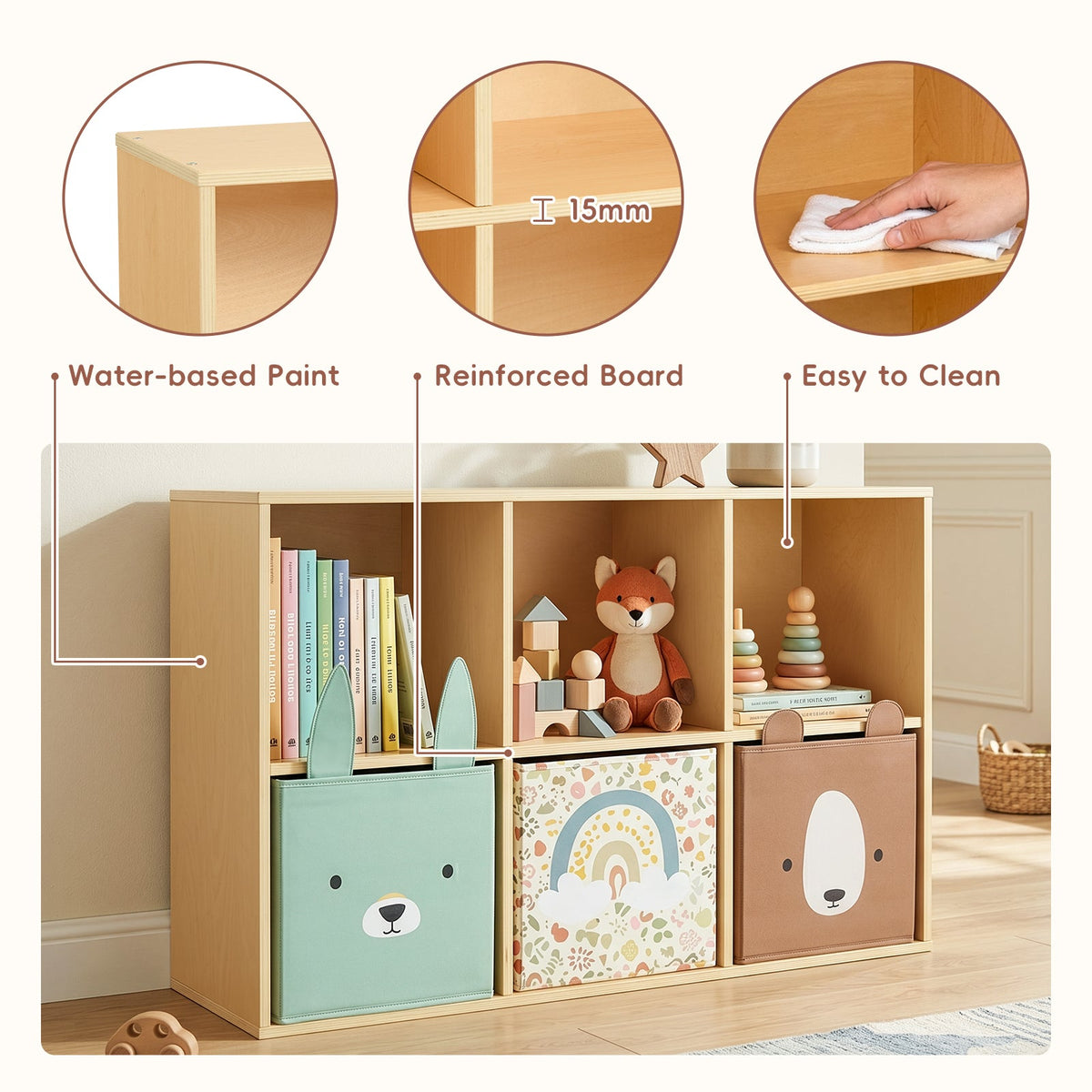 MEEYOO 6 Cube Plywood Storage Organizer