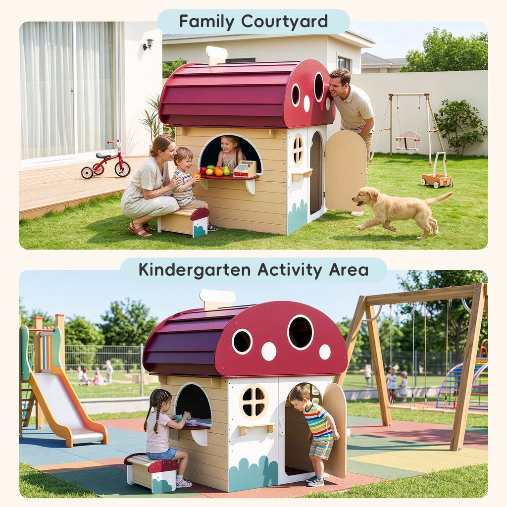 MEEYOO Outdoor Solid Wooden Playhouse