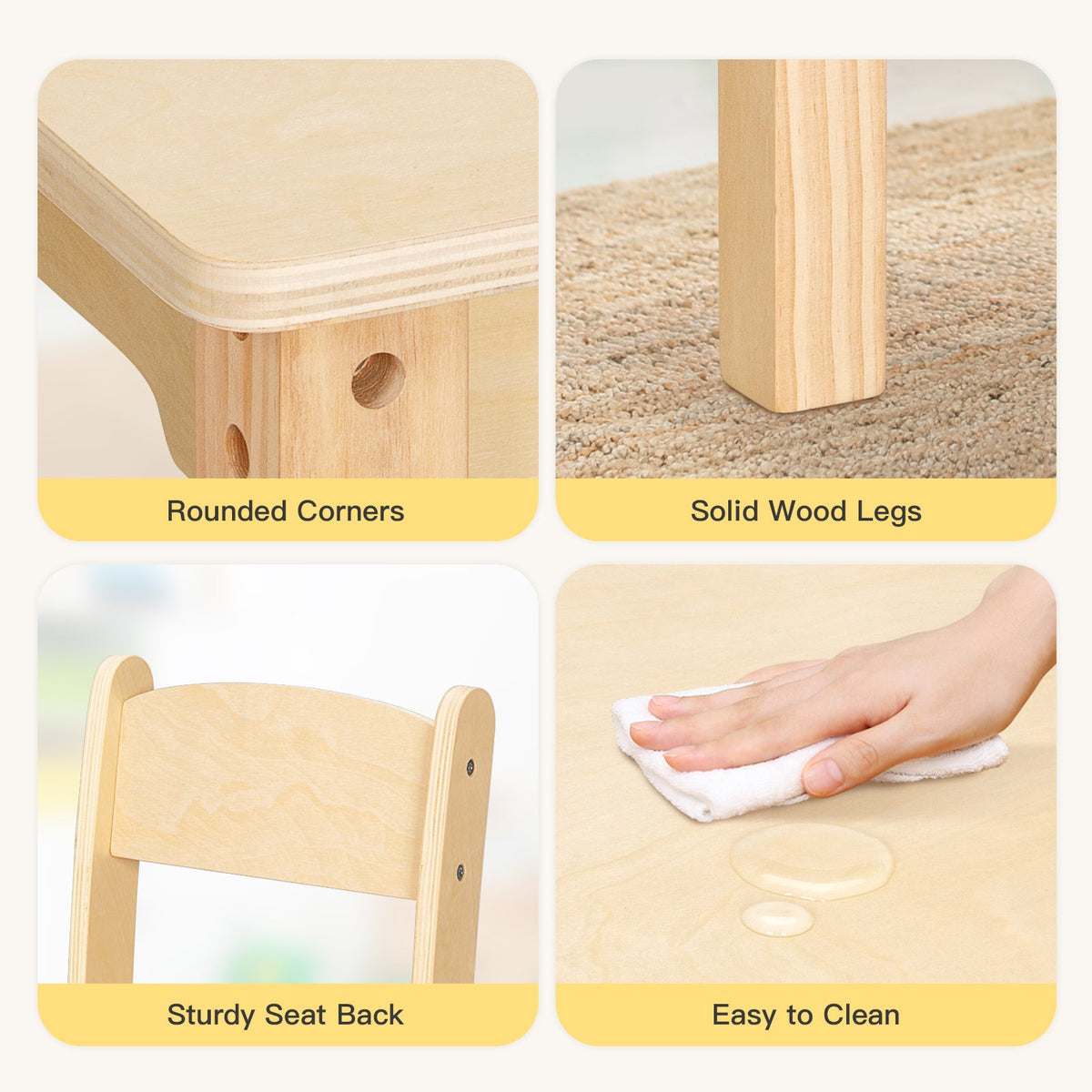 MEEYOO Wood Kids Art Table and 2 Chairs