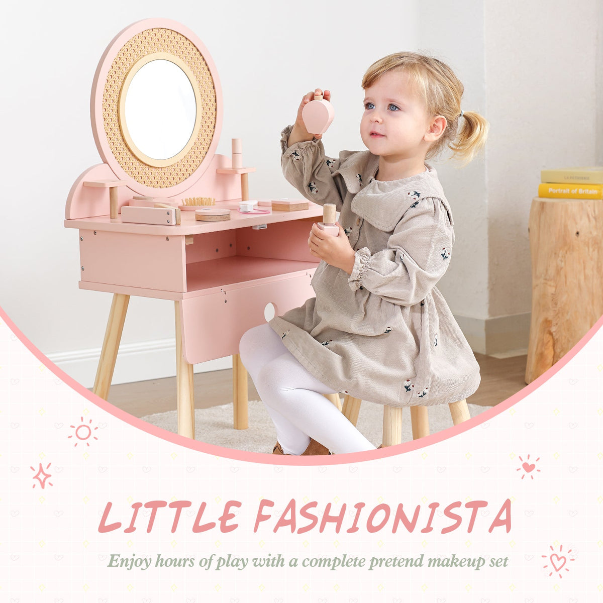 MEEYOO Kids Vanity Table and Chair Set