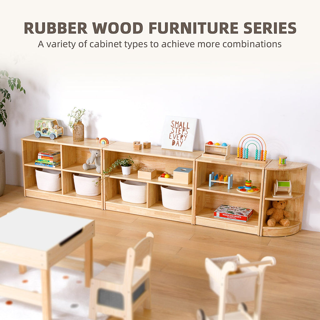 MEEYOO Rubber Wood 5-Compartment Montessori Shelf (MEDIUM SIZE)