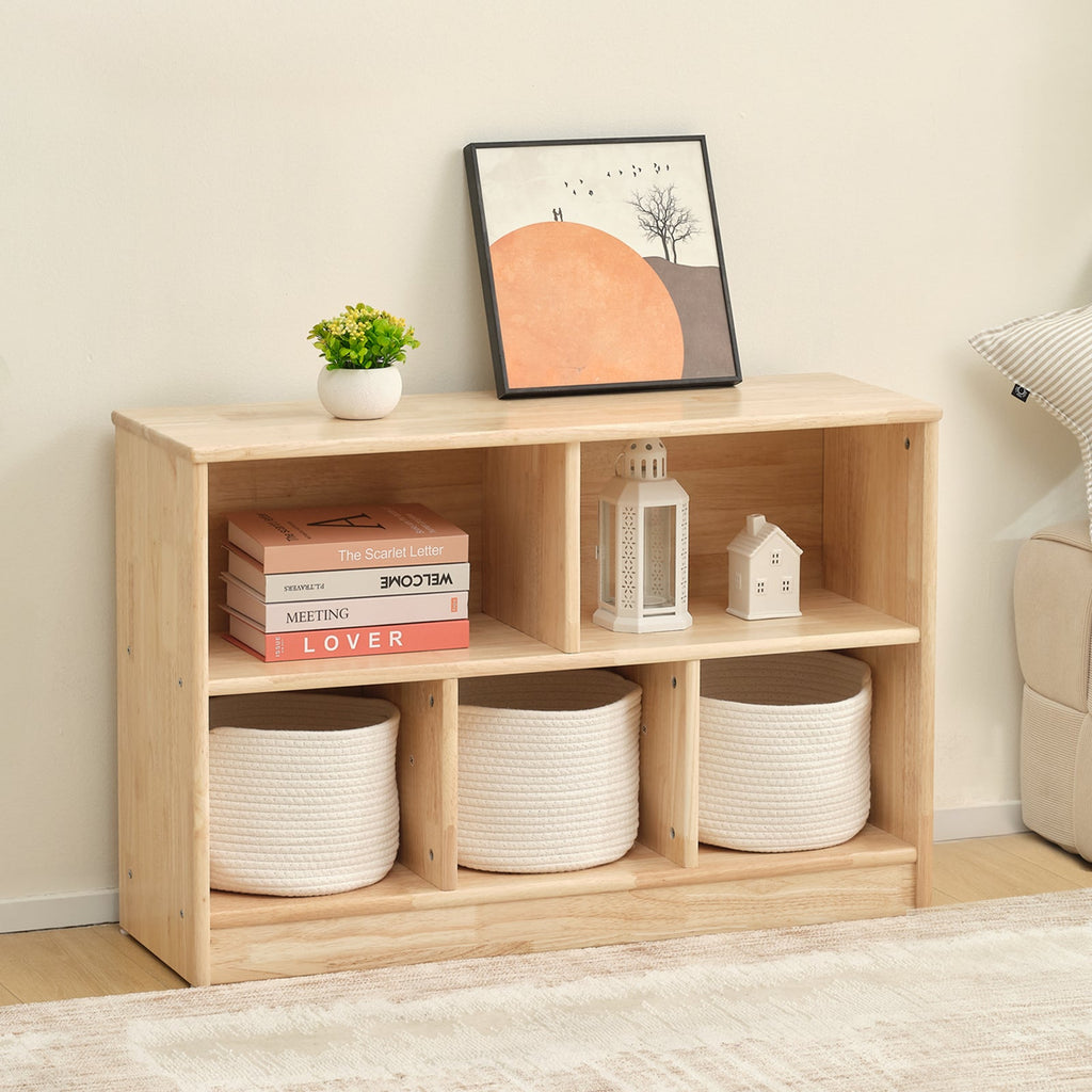 MEEYOO Rubber Wood 5-Compartment Montessori Shelf (MEDIUM SIZE)