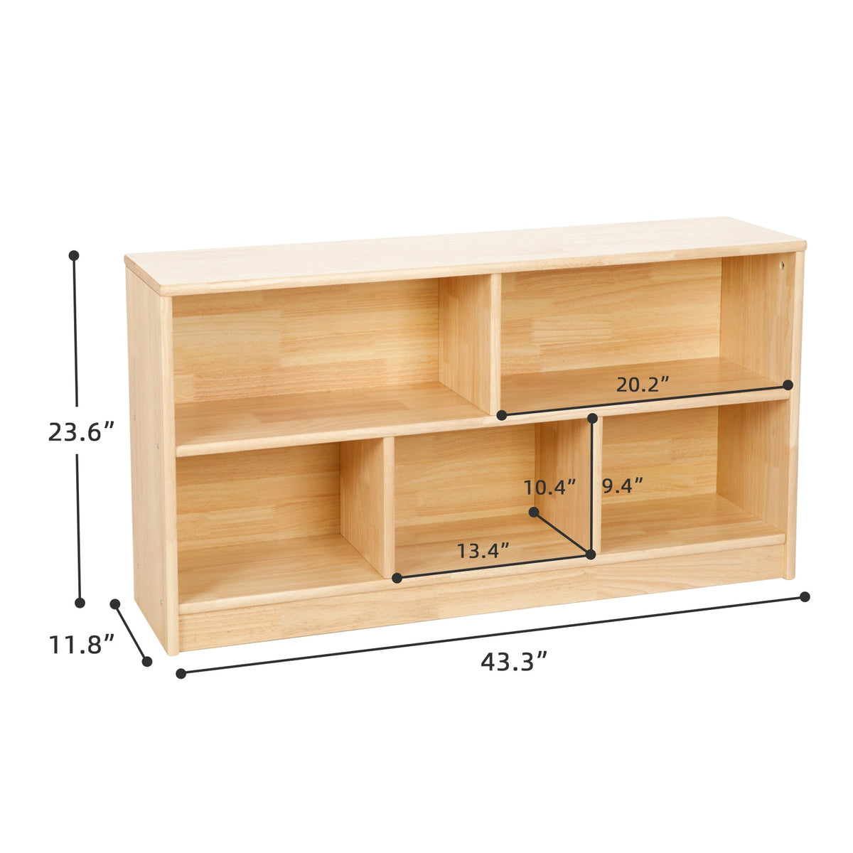 MEEYOO Rubber Wood 5-Compartment Montessori Shelf ( LARGE SIZE)