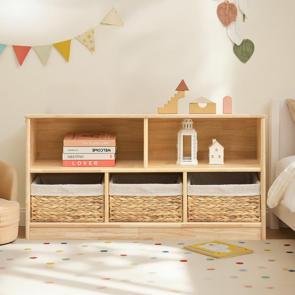 MEEYOO Rubber Wood 5-Compartment Montessori Shelf ( LARGE SIZE)