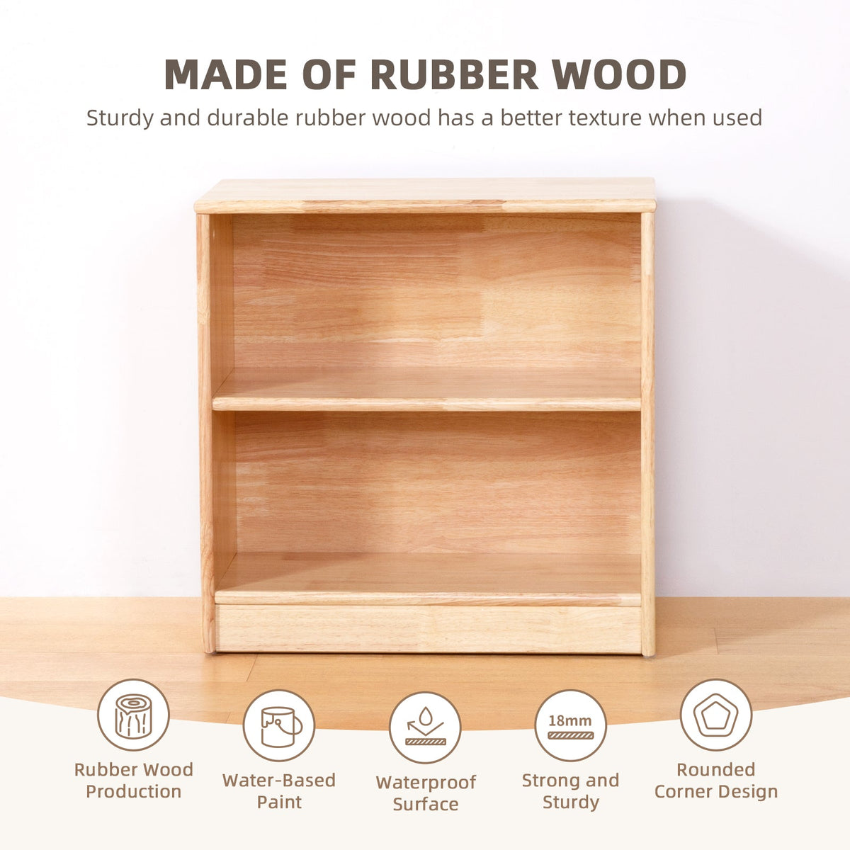 MEEYOO Rubber Wood Montessori Shelf and Toy Storage