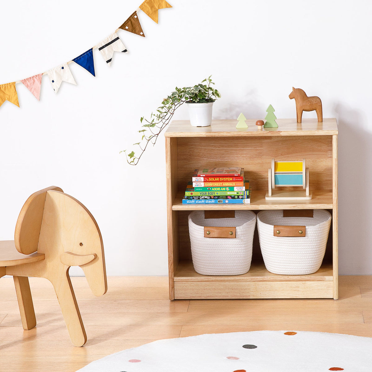 MEEYOO Rubber Wood Montessori Shelf and Toy Storage