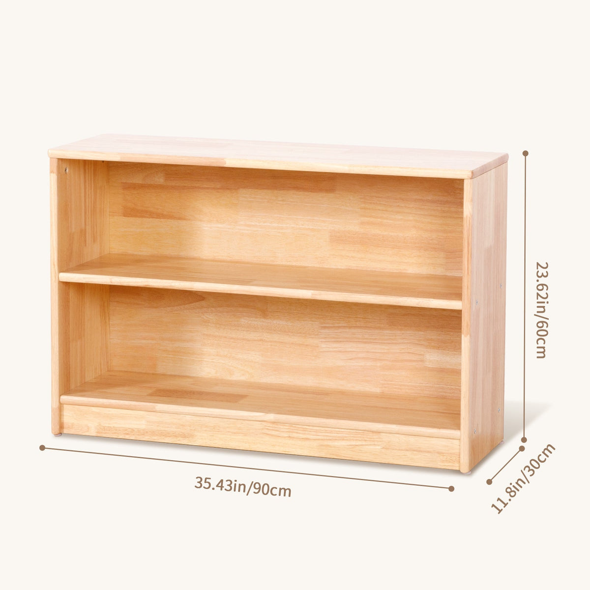 MEEYOO Rubber Wood 2-Compartment Montessori Shelf
