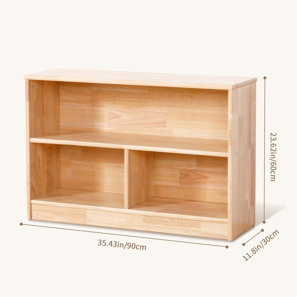 MEEYOO Rubber Wood 3-Compartment Montessori Shelf