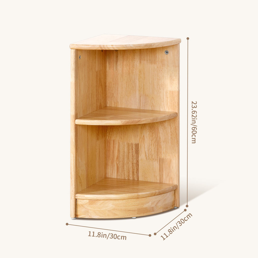 MEEYOO Rubber Wood 2-Tier Corner Cabinet