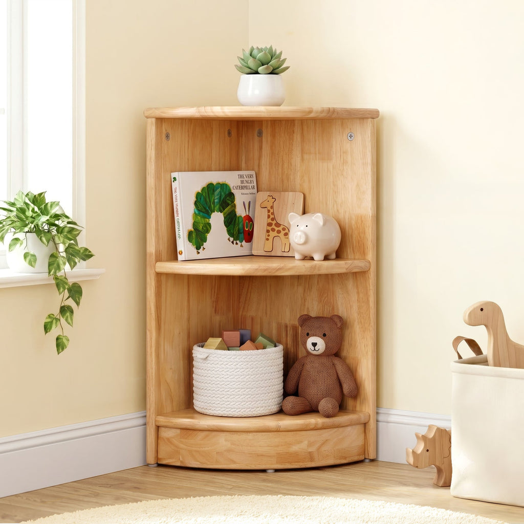 MEEYOO Rubber Wood 2-Tier Corner Cabinet