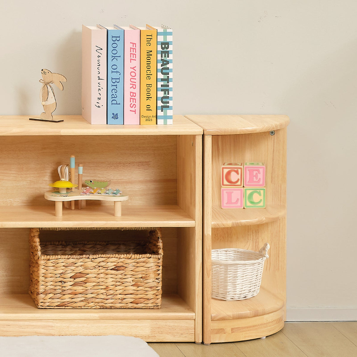 MEEYOO Rubber Wood 2-Tier Corner Cabinet