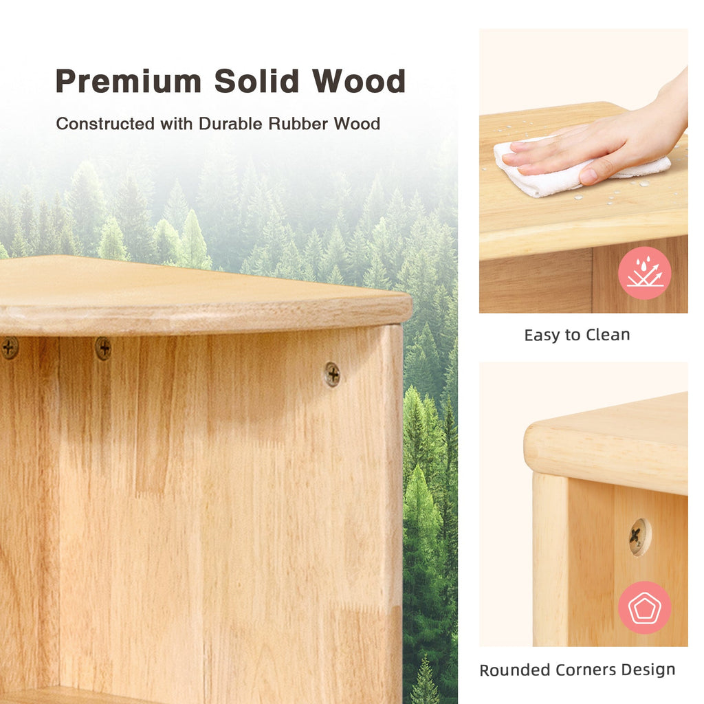 MEEYOO Rubber Wood 2-Tier Corner Cabinet