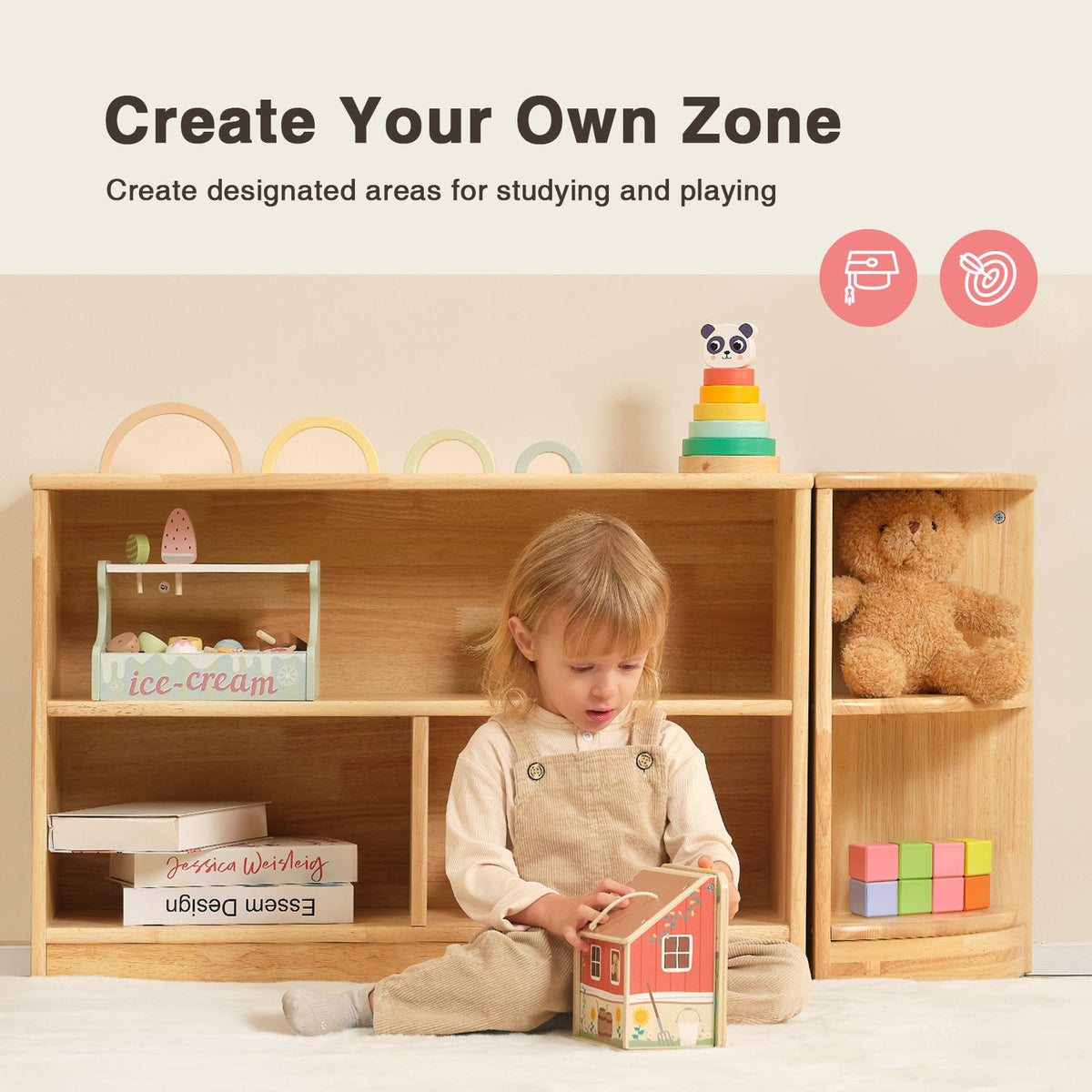 MEEYOO Rubber Wood 2-Tier Corner Cabinet