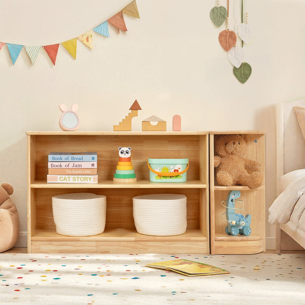MEEYOO Rubber Wood 2-Tier Corner Cabinet