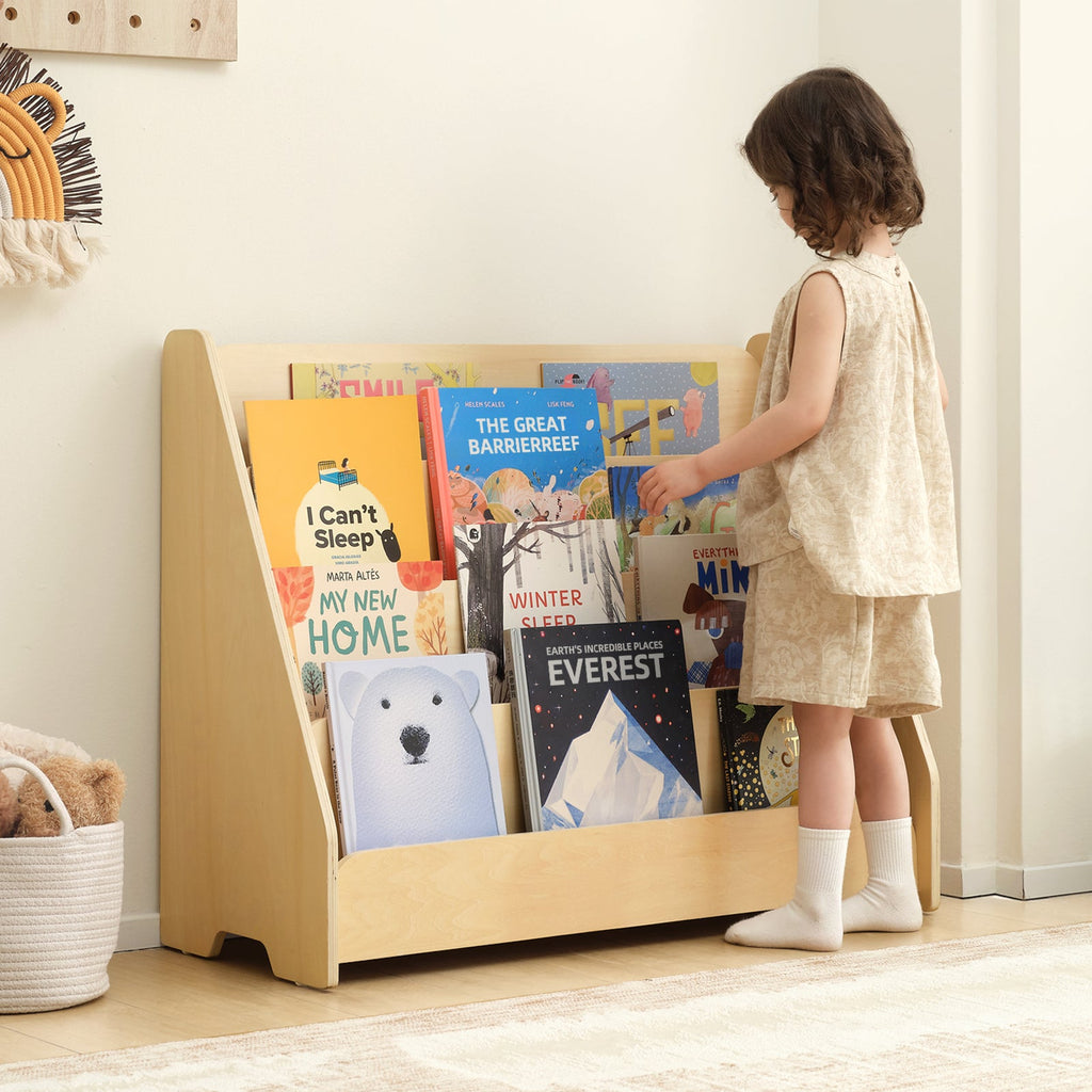 MEEYOO Kids Wooden 4-Tier Bookshelf