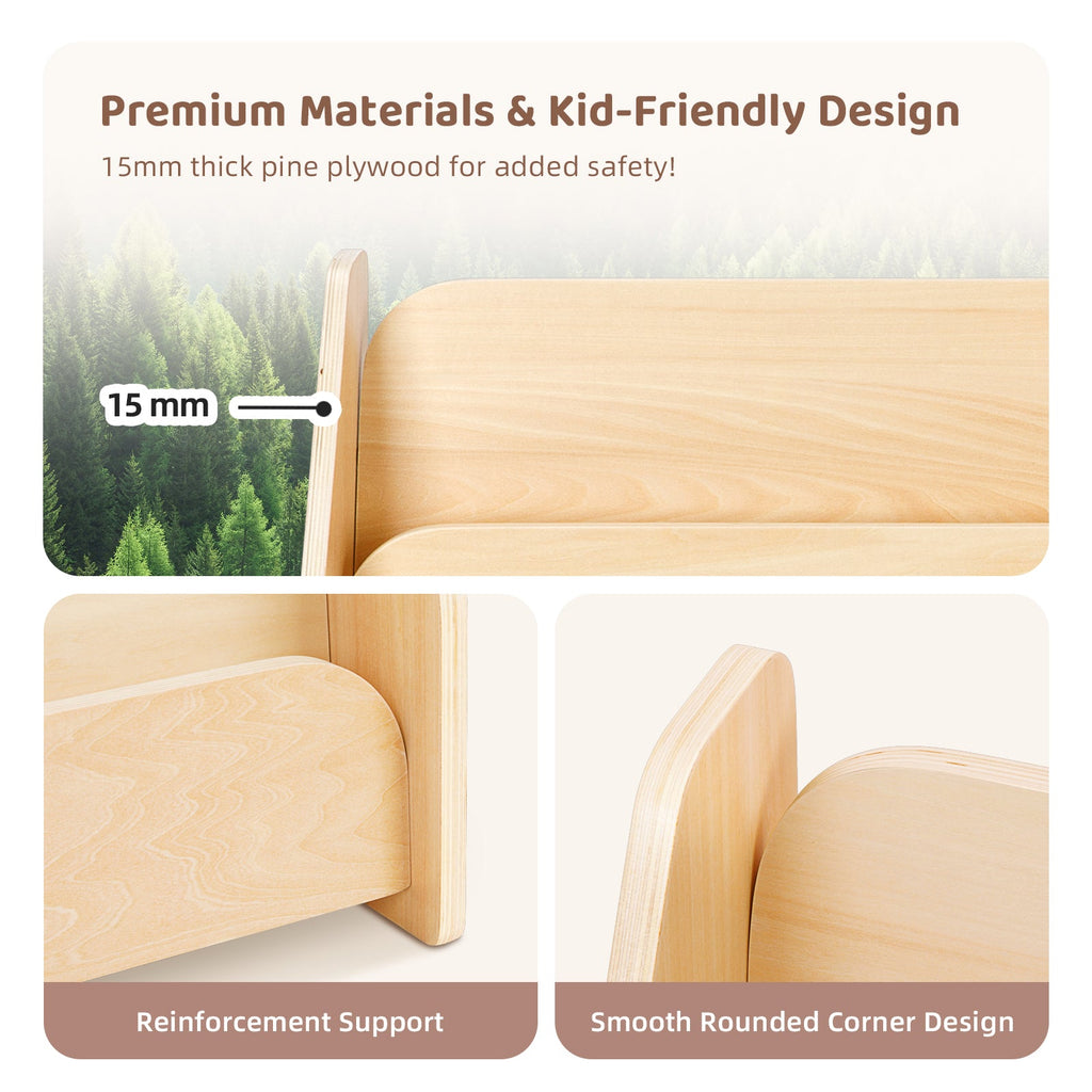 MEEYOO Kids Wooden 4-Tier Bookshelf