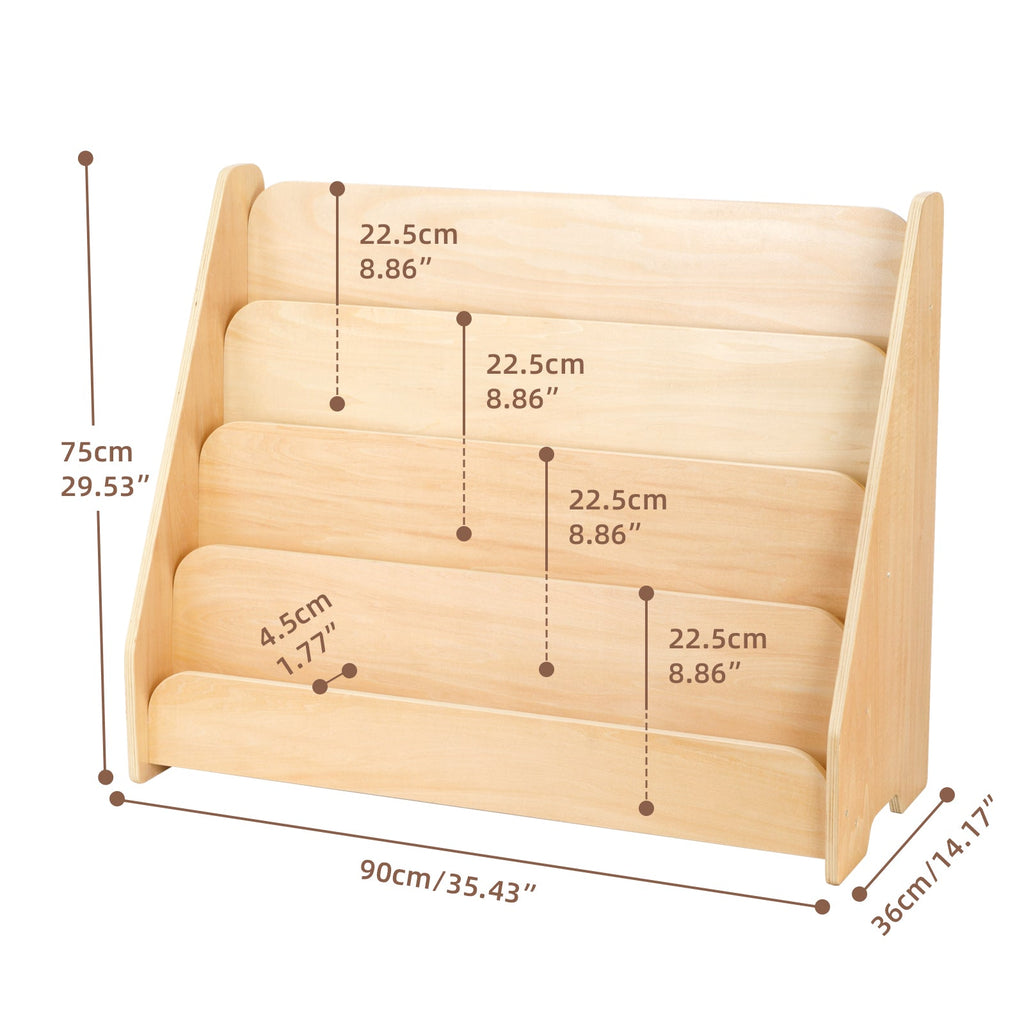 MEEYOO Kids Wooden 4-Tier Bookshelf
