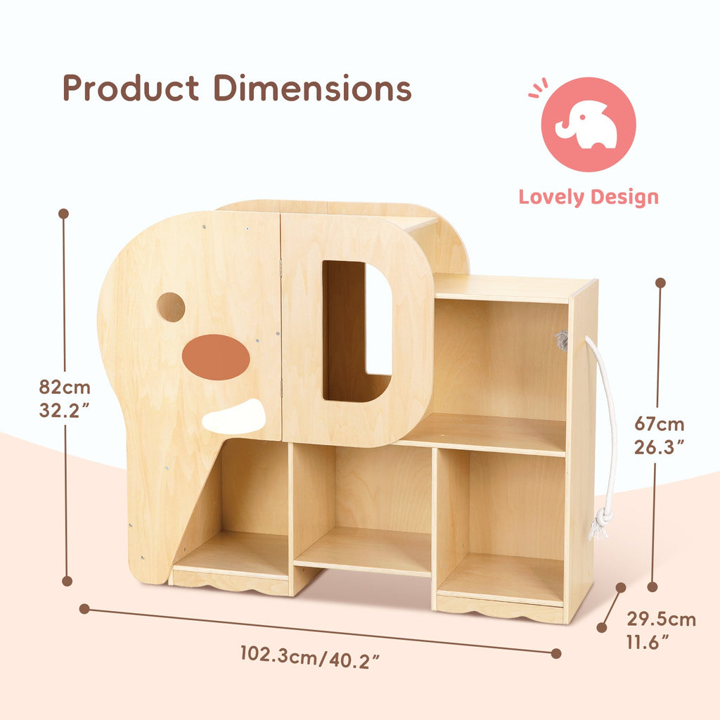 MEEYOO Montessori Bookshelf with Elephant Shape