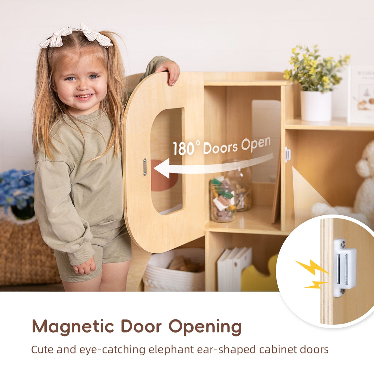 MEEYOO Montessori Bookshelf with Elephant Shape