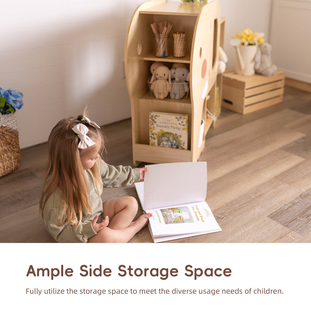 MEEYOO Montessori Bookshelf with Elephant Shape
