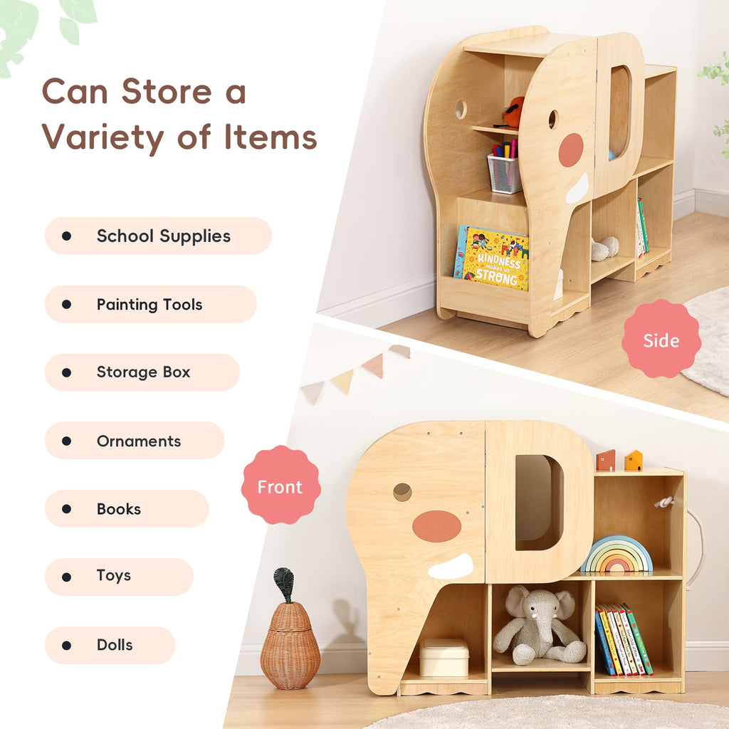 MEEYOO Montessori Bookshelf with Elephant Shape