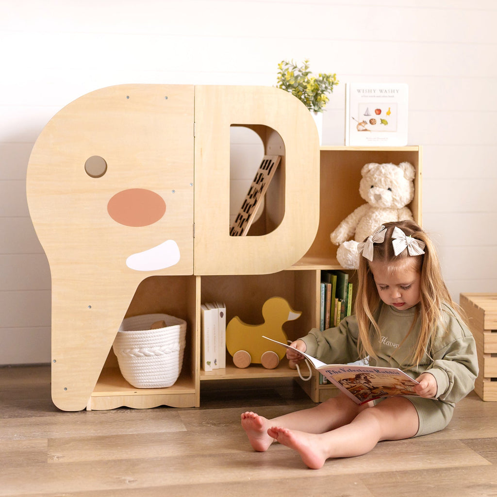 MEEYOO Montessori Bookshelf with Elephant Shape