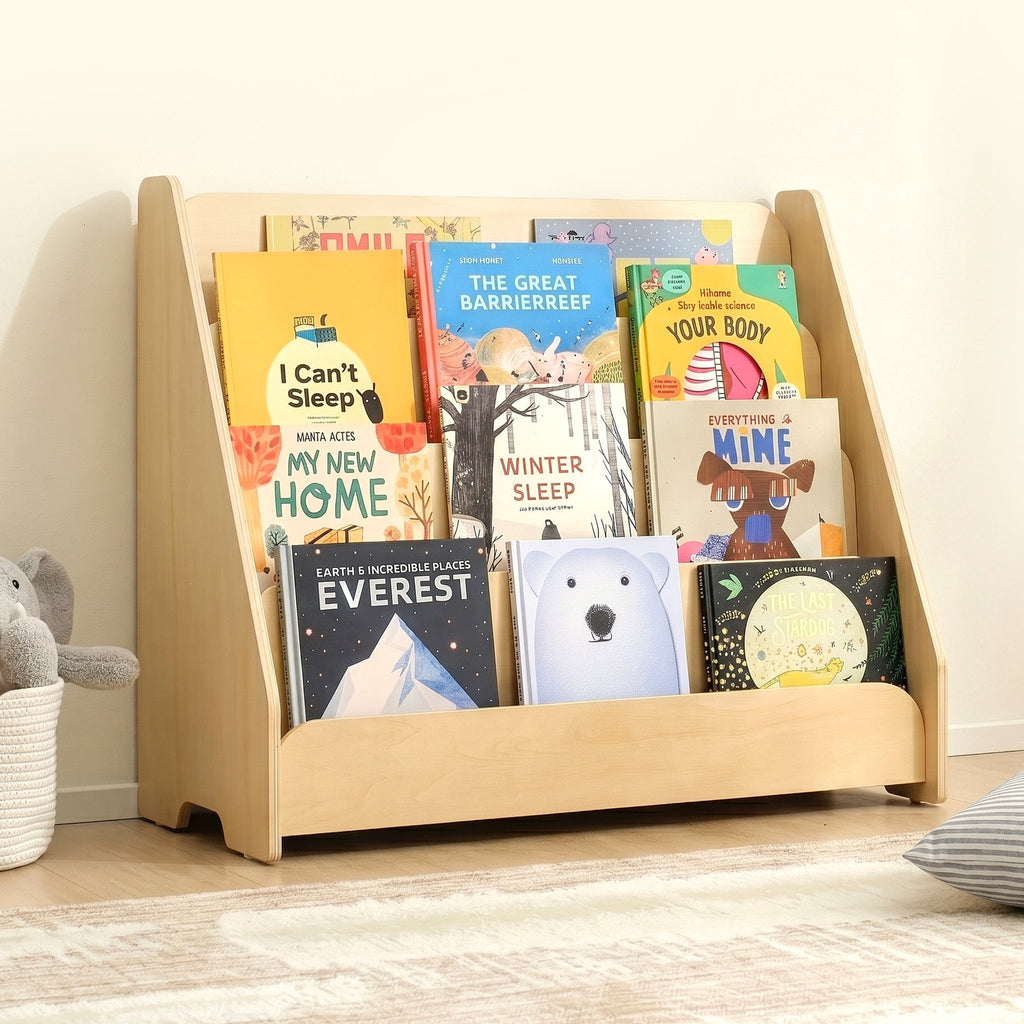 MEEYOO Kids Wooden 4-Tier Bookshelf