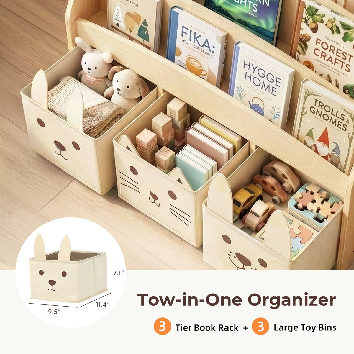 MEEYOO 3-Tier Kids Bookshelf