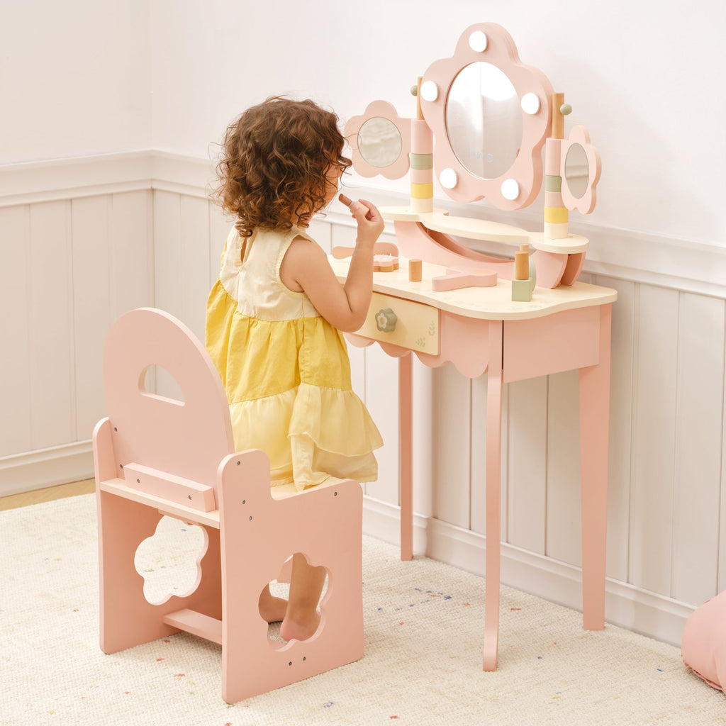 MEEYOO Kids Vanity Table and Chair Set with Lights