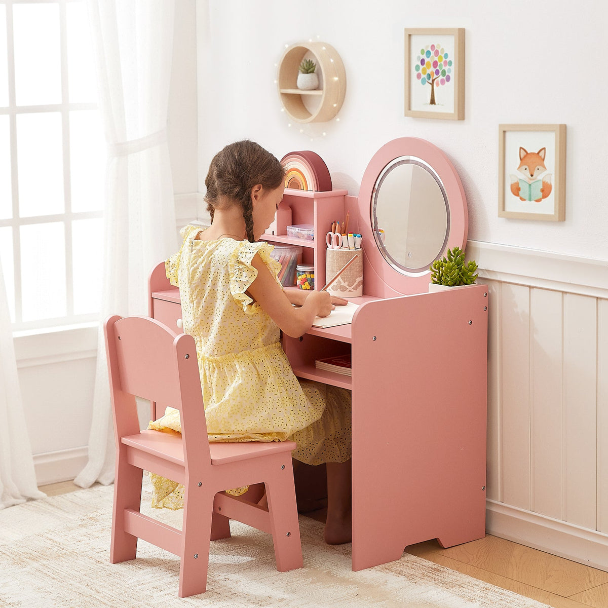 MEEYOO Kids Vanity with Lighted Mirror