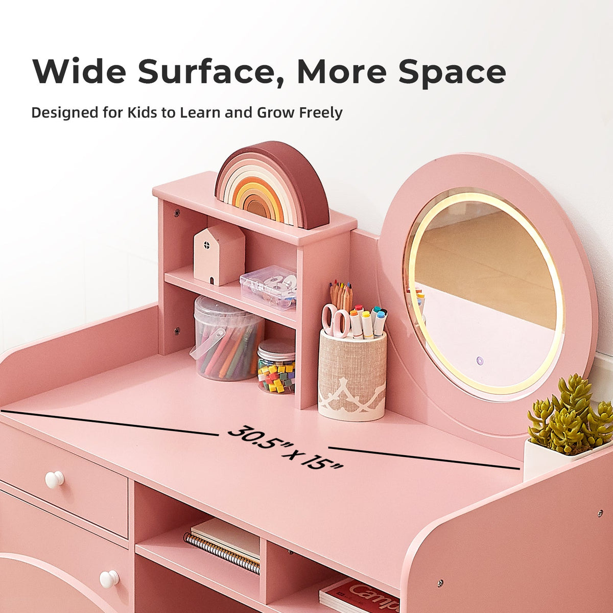 MEEYOO Kids Vanity with Lighted Mirror