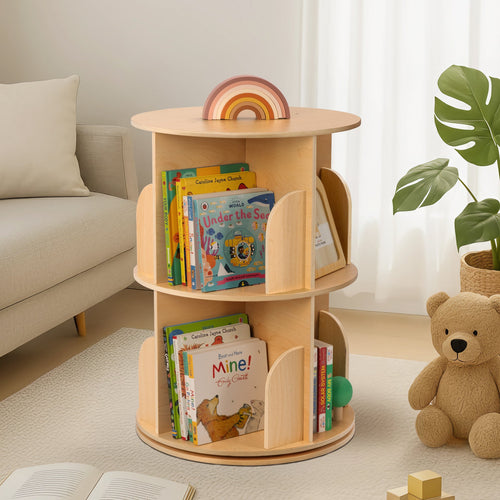 MEEYOO 2 Tier Plywood Rotating Bookshelf