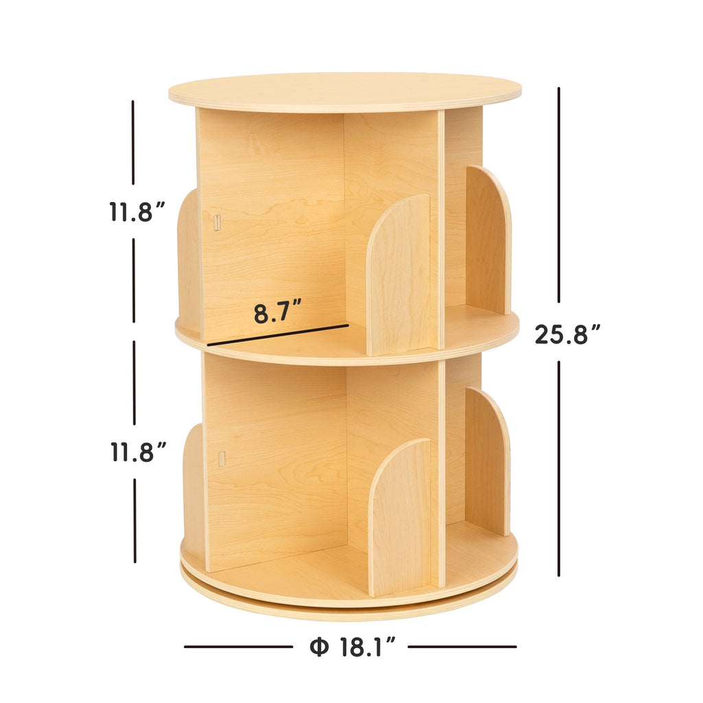 MEEYOO 2 Tier Plywood Rotating Bookshelf