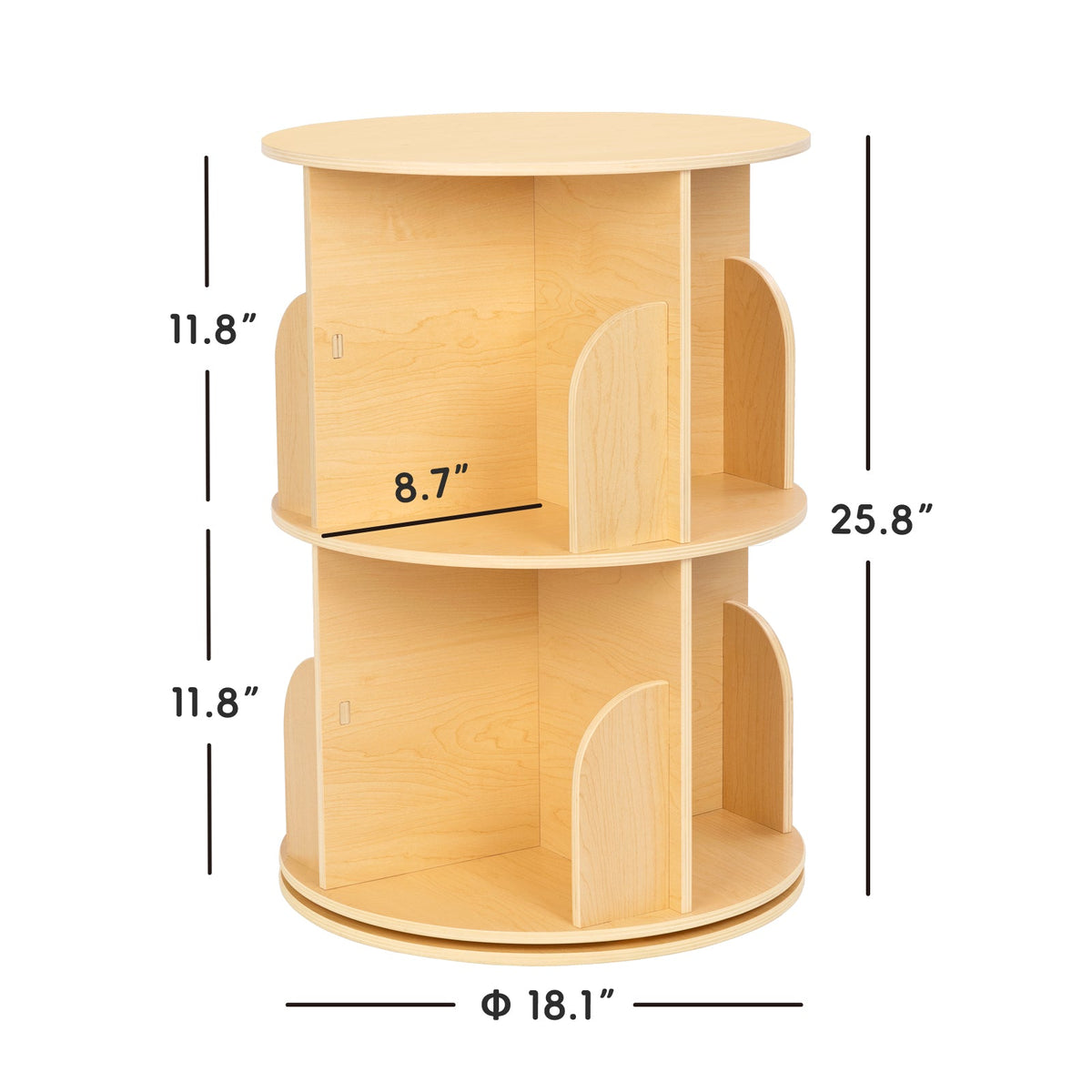 MEEYOO 2 Tier Plywood Rotating Bookshelf
