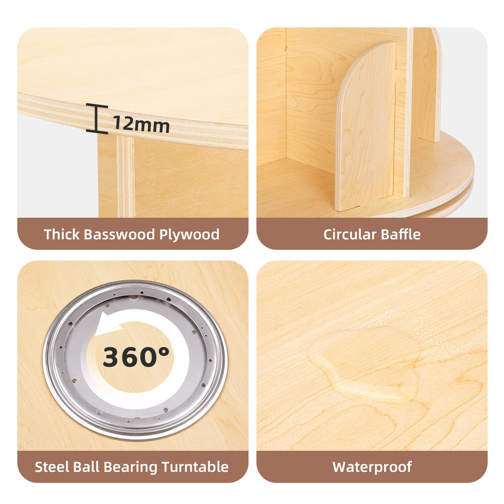 MEEYOO 2 Tier Plywood Rotating Bookshelf