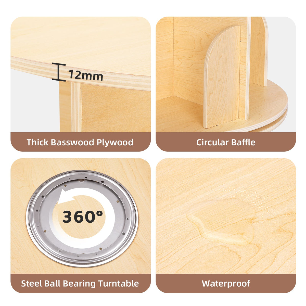 MEEYOO 2 Tier Plywood Rotating Bookshelf