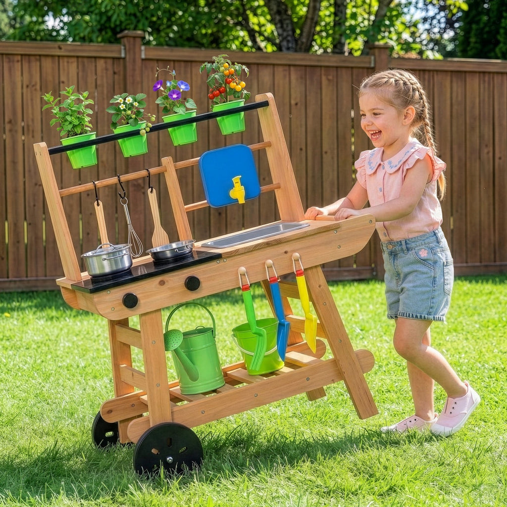 MEEYOO Kids Mud Kitchen with Wheels