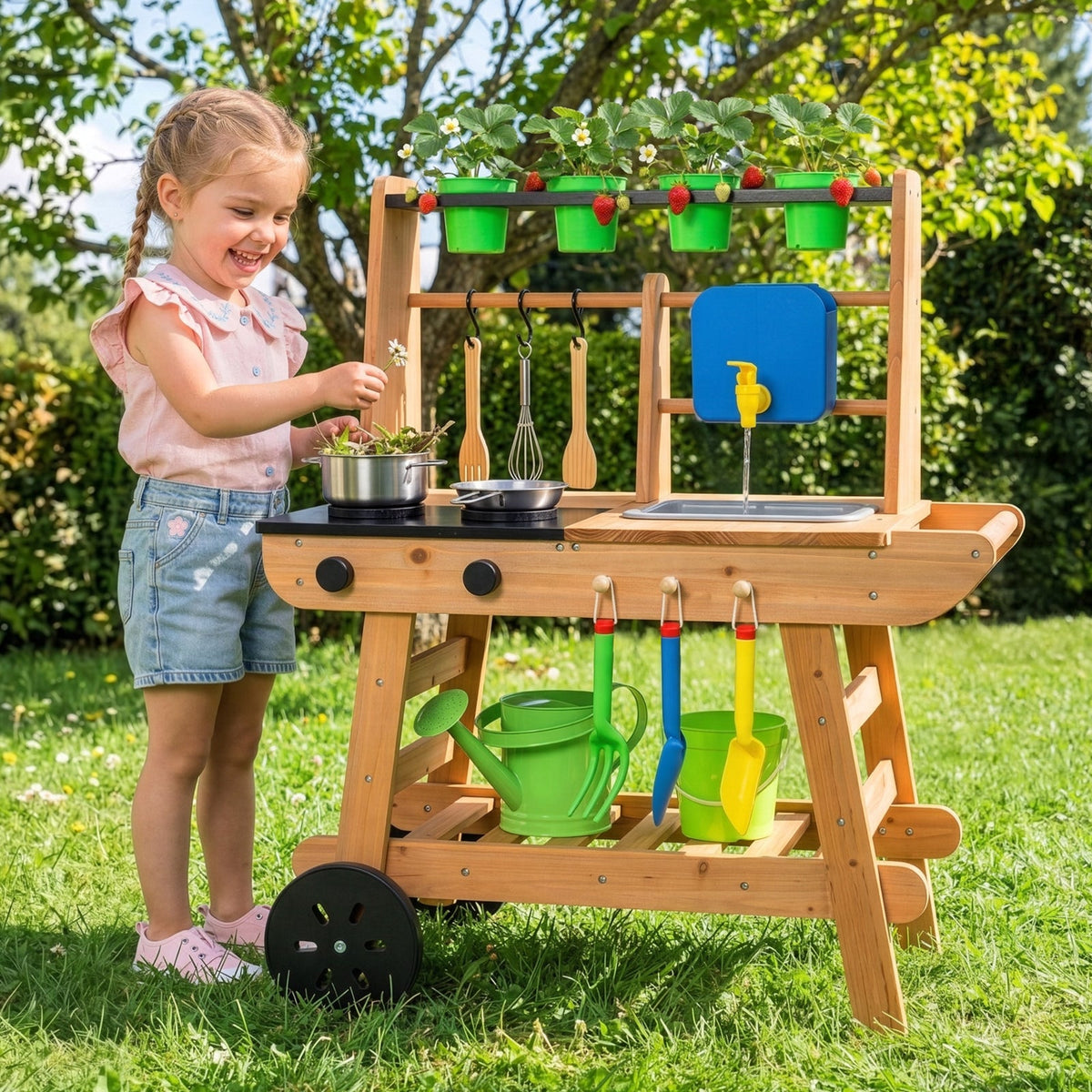 MEEYOO Kids Mud Kitchen with Wheels