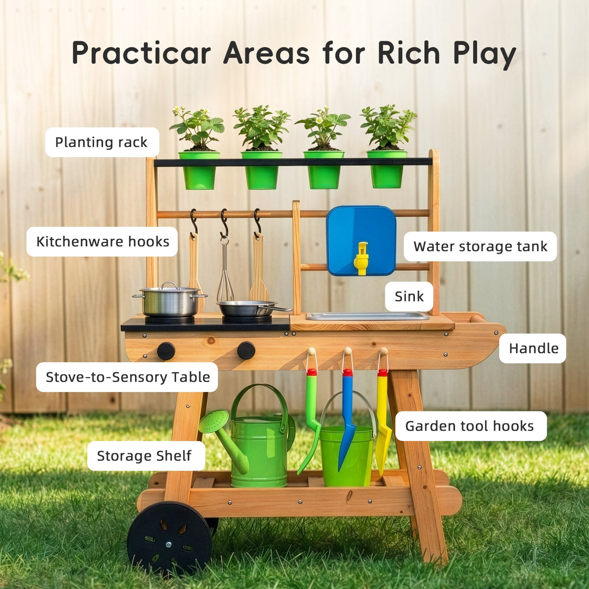 MEEYOO Kids Mud Kitchen with Wheels