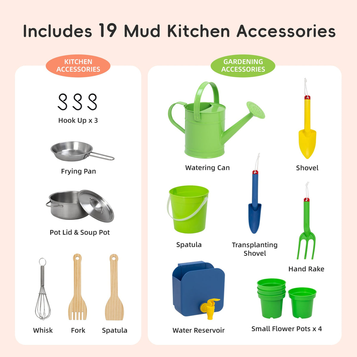 MEEYOO Kids Mud Kitchen with Wheels