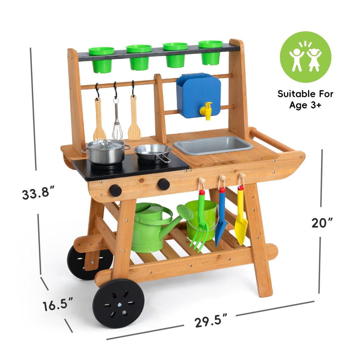 MEEYOO Kids Mud Kitchen with Wheels