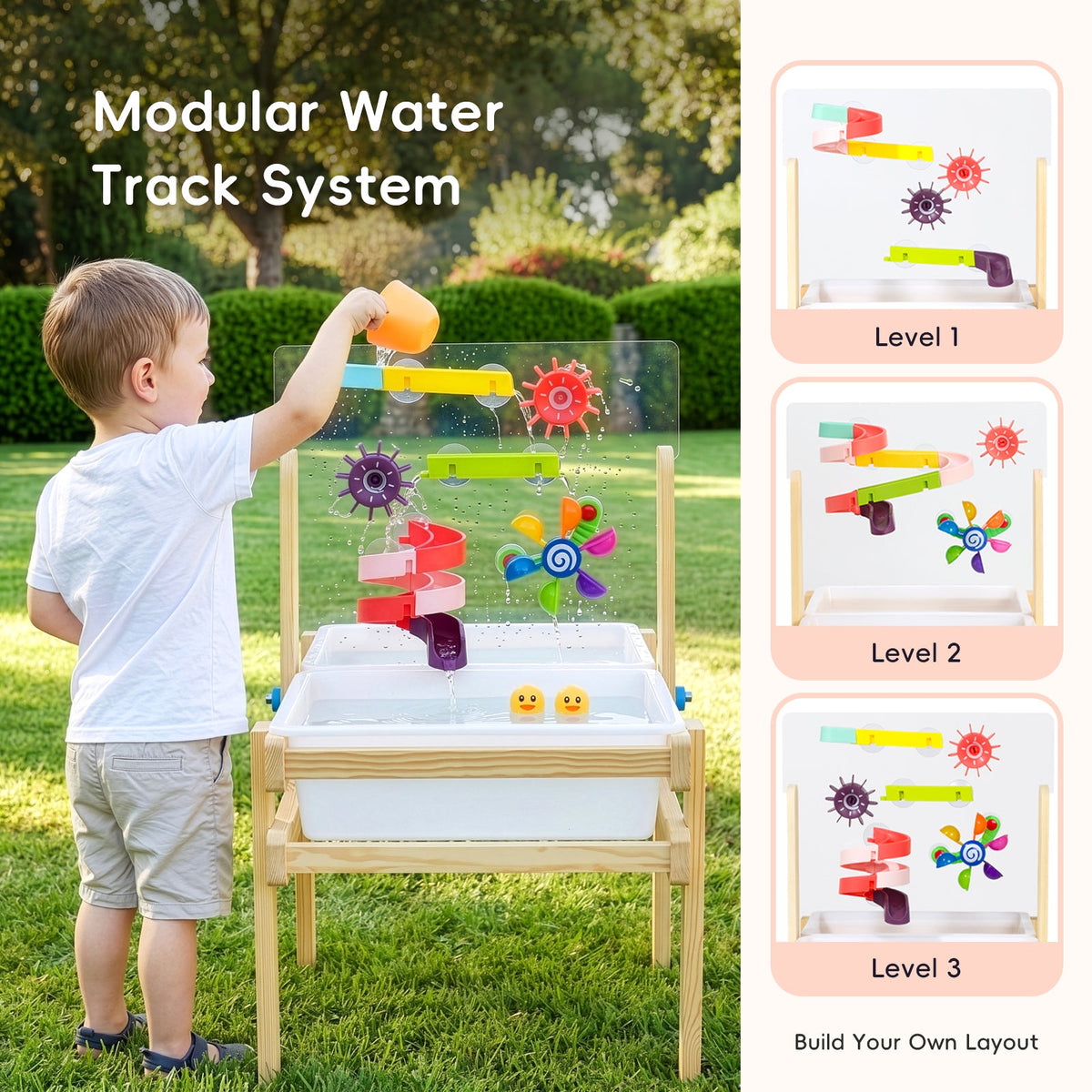 MEEYOO Wooden Sand and Water Table with 2 Bins